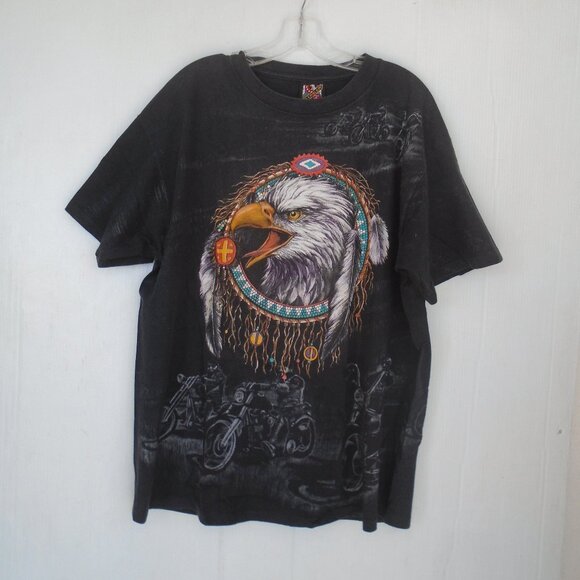 vintage Harley Davidson 3D Emblem Double Side Graphic Prints Mens T-Shirt Size L